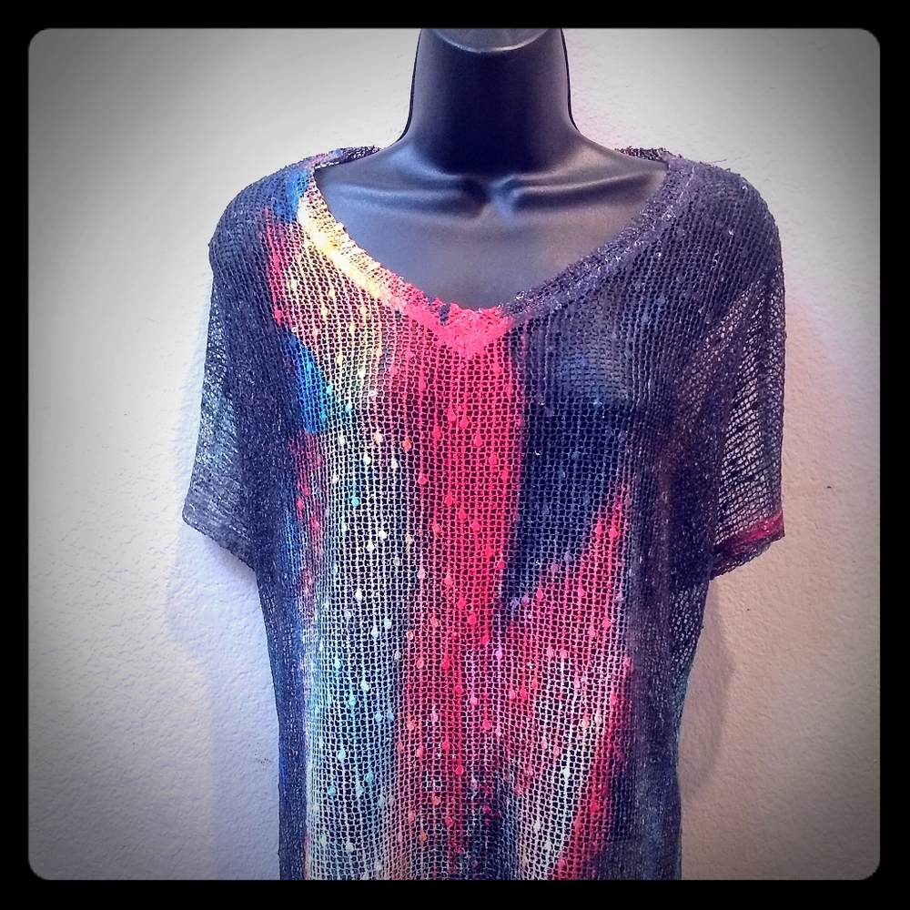 Jess & Jane Rainbow Mesh Top
